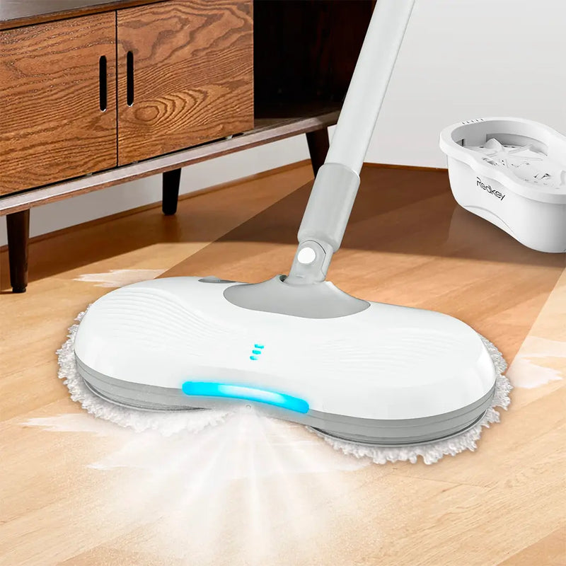 {QUEIMA DE ESTOQUE} Mop Elétrico + BRINDES: Módulos de Limpeza e Tanque Suporte