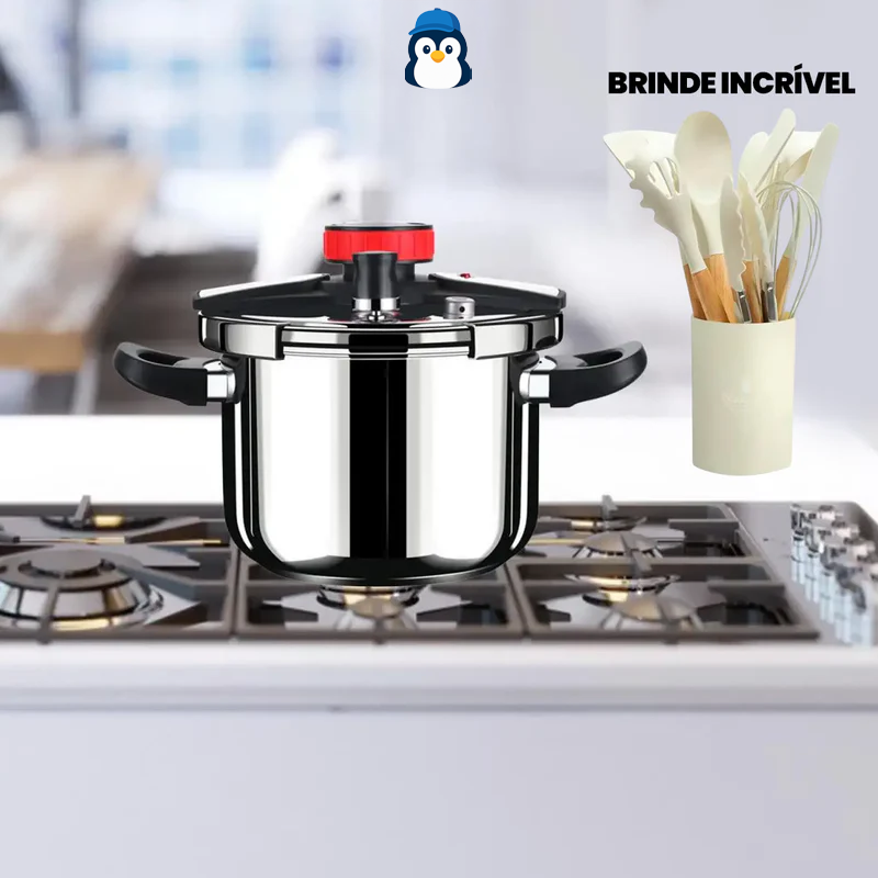 {LEVE 2 PAGUE 1} Panelas de Pressão TurboChef Aço Inoxidável - Á Prova de Explosões + {Brinde} Kit Utensílios