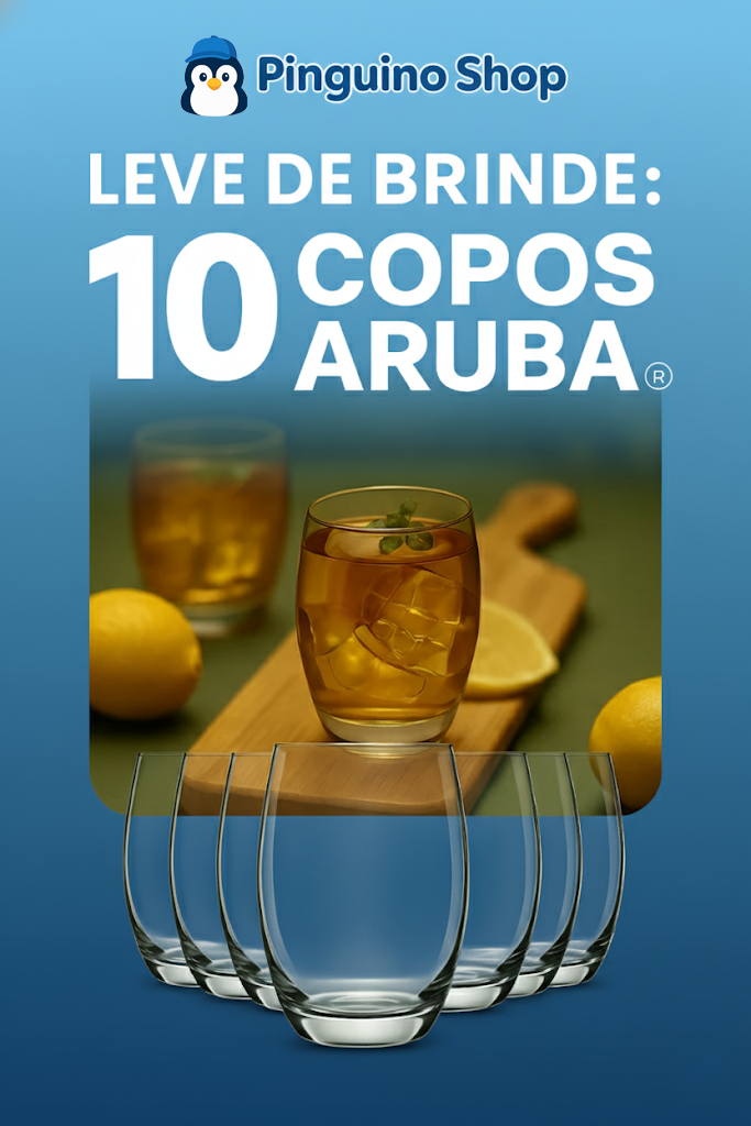 Kit 15 Potes Herméticos de Vidro + {BRINDE} 10 Copos de Vidro Aruba