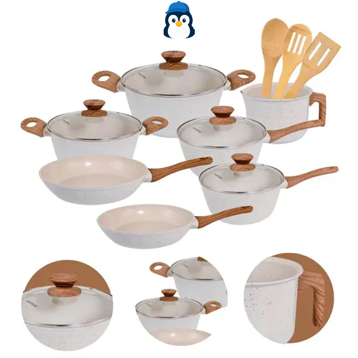 {Kit Cozinha dos Sonhos} 9 Panelas Ceramica + 13 Utensílios de Brinde
