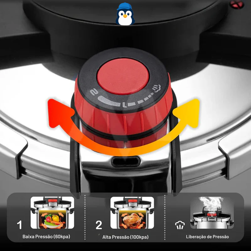 {LEVE 2 PAGUE 1} Panelas de Pressão TurboChef Aço Inoxidável - Á Prova de Explosões + {Brinde} Kit Utensílios